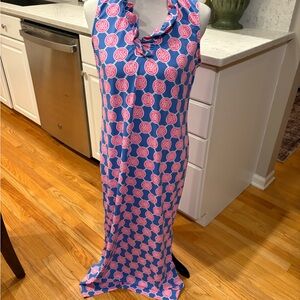 Lulu-B Blue and Pink Patterned Maxi Dress